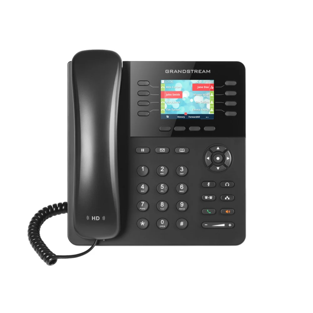 Grandstream GXP2130 8 линий, 8 клавиш с двойной подсветкой (с 4 SIP-аккаунтами), 4 XML программируемые контекстно-зависимые клавиши Два коммутируемых гигабитных сетевых порта 10/100/1000Mbps, Встрое