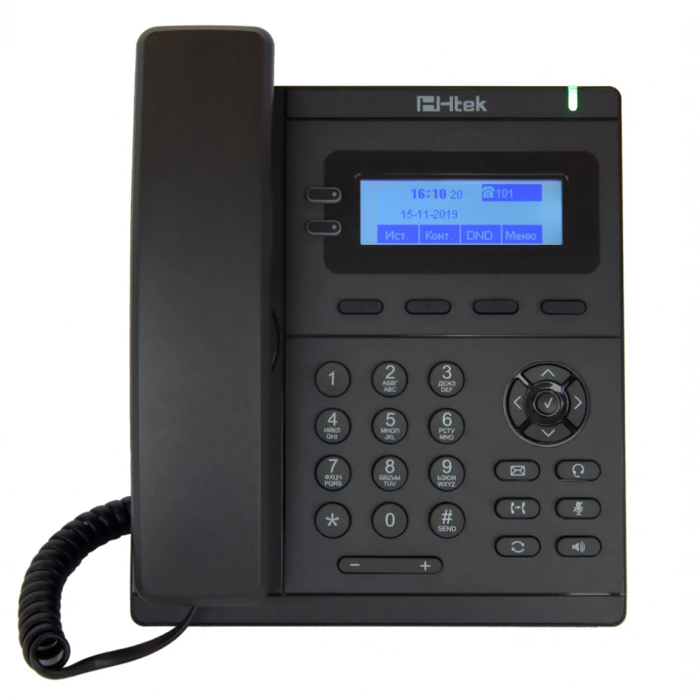 Htek IP-телефон начального уровня, до 2 SIP-аккаунтов, монохромный ЖКД 3.1" 132*48 пикс. с подсветкой, HD-звук, 4 прогр. клав., BLF/BLA, PoE, БП в комплекте// Категория Проводные телефоны