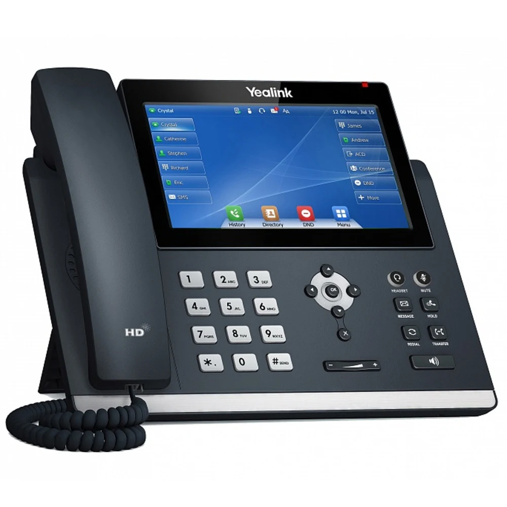 Телефон YEALINK SIP-T48U, 16 аккаунтов, цветной сенсорный экран 7" 800х480, 2 порта USB, BLF, PoE, GigE, без БП, шт