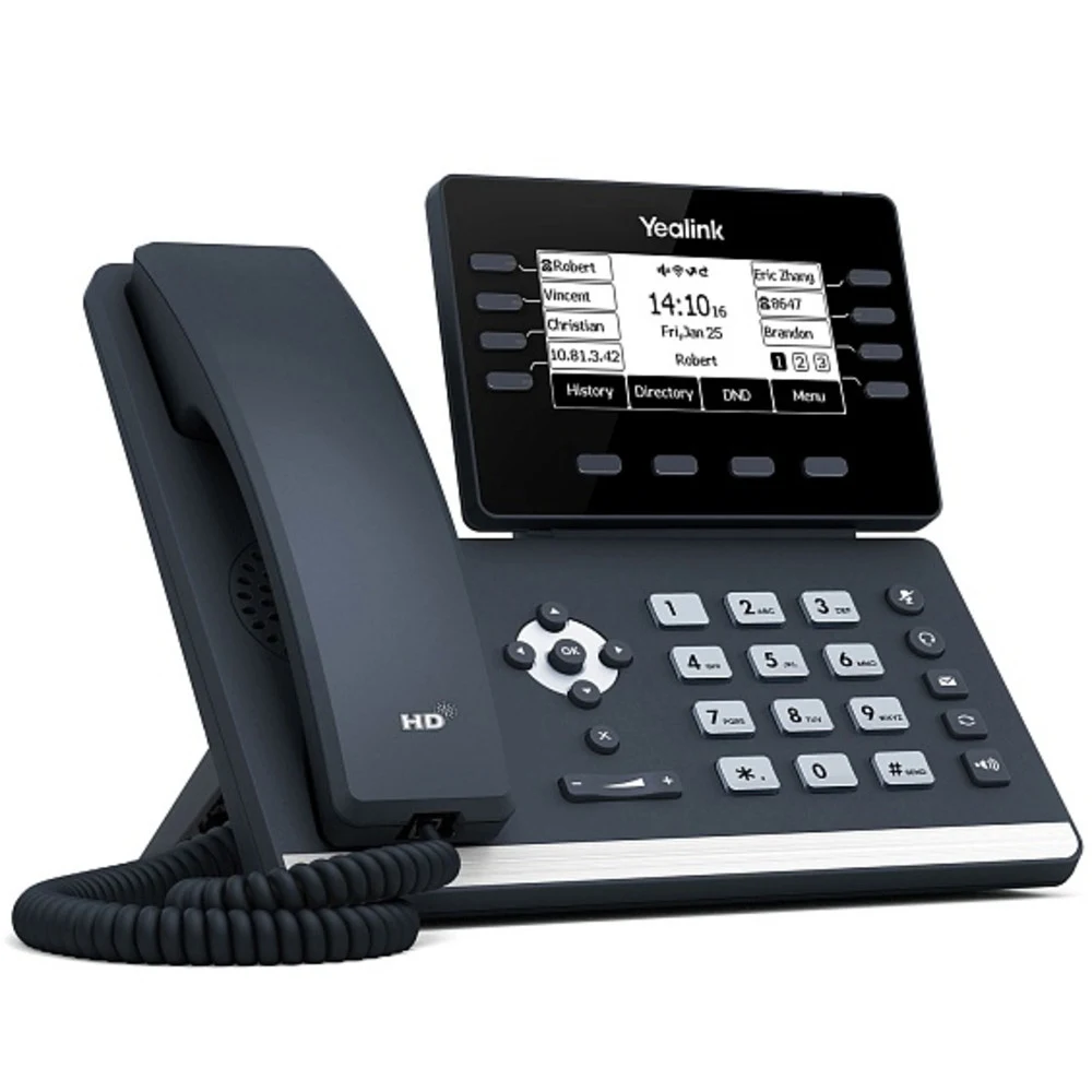 YEALINK SIP-T53W SIP-телефон, экран 3.7", 12 SIP аккаунтов, Wi-Fi, Bluetooth, Opus, 8*BLF, PoE, USB, GigE, БЕЗ БП