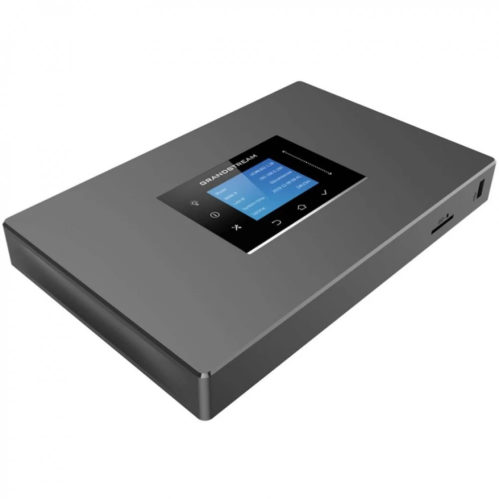 Grandstream UCM6300A - IP ATC. До 250 абонентов / 50 одновременных вызовов, до 50 участников в конф., RemoteConnect, 1xWAN, 1xLAN, HA, 1*USB 3.0, 1*порт для SD карты, NAT маршрутизатор, 320x240 цвет