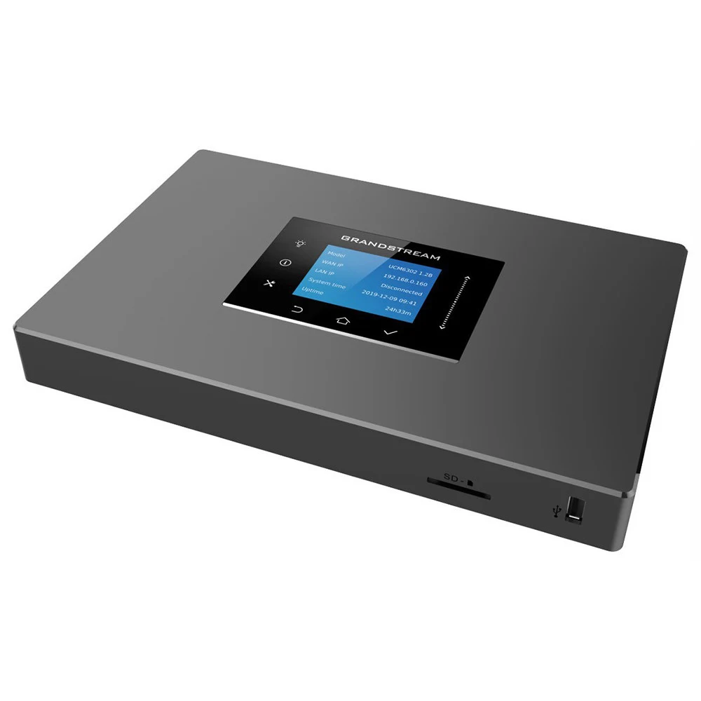 IP-АТС, Grandstream, UCM6301, 1 порт RJ11 FXS, 1 порт RJ11 FXO, 2 порта GbE PoE LAN/WAN, 1 порт горячего резервирования, 500 пользователей SIP, 75 одновременных вызовов, UCM RC, VideoServer, блок пи