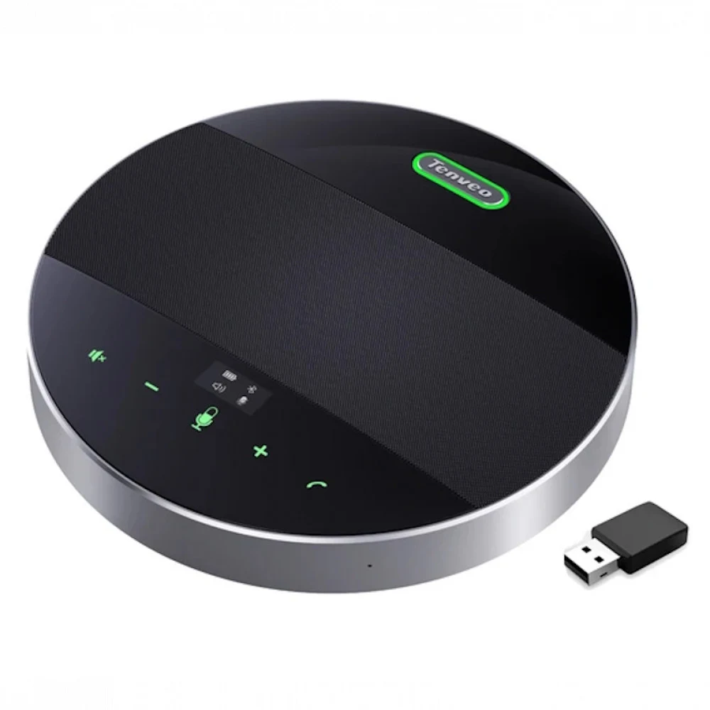 TENVEO Микрофон TEVO-M5B Микрофон Tevo-M5B (Bluetooth ) Беспроводной USB-С спикерфон. Направленность на 360 градусов, Радиус захвата звука 6 м. Подавление эха и шумоподавление. Аккумулятор 8000 мАч.