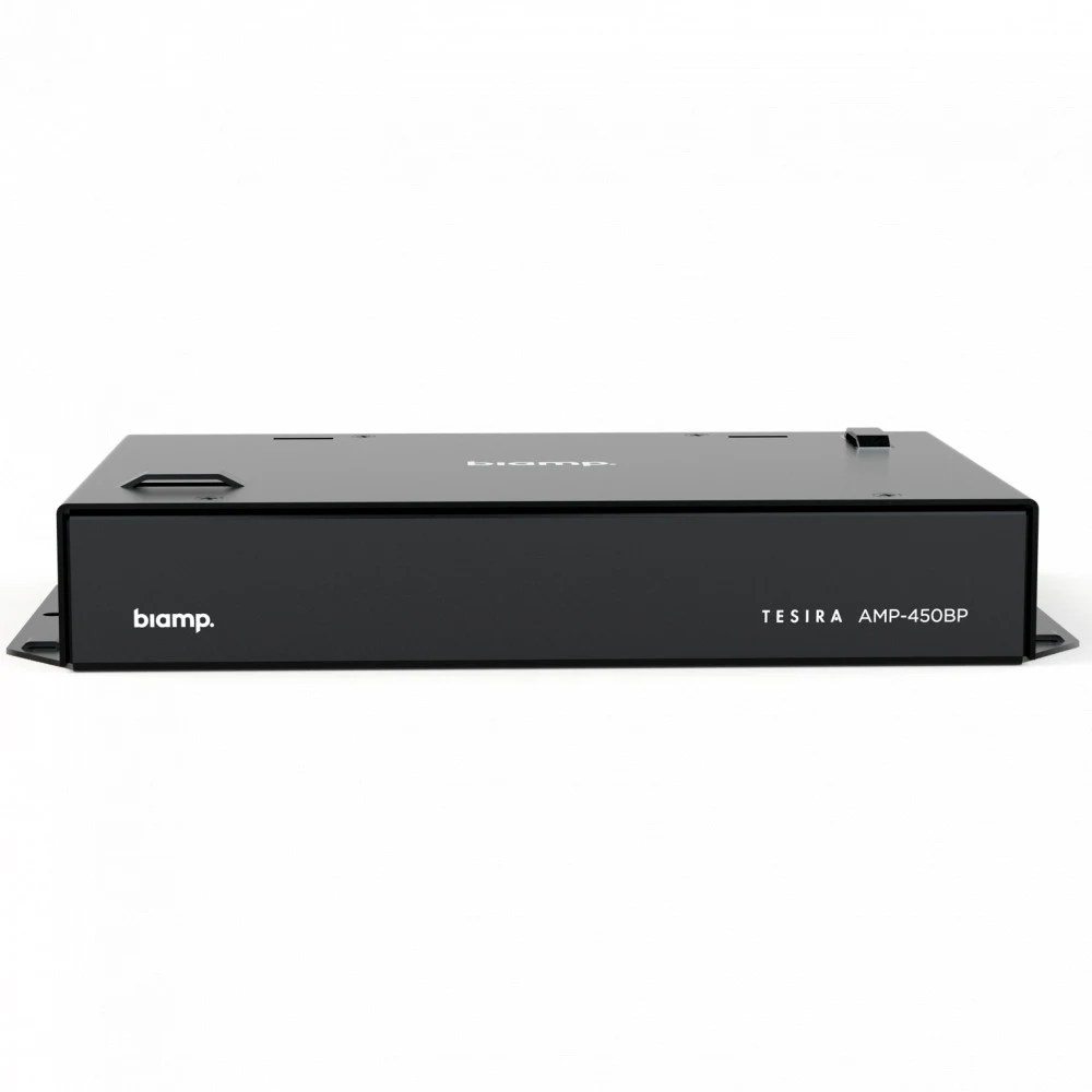 Усилитель Biamp [TesiraAMP-450P] POE+ 4-канальный (PoE+ Class 4): 4х30Вт (4Ом /8Ом). Peak: 50Вт /4Ом 30Вт /8Ом. Вх.:1хRJ45(Control/AVB/PoE+). Настройка ПО Tesira. Вых.: 4хPhoenix. 1U (Half-Rack).