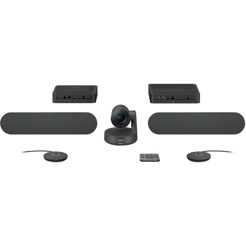 Logitech Веб-камера Conference Cam Rally Plus, 3840 х 2160, 90°, автослежение, пульт ДУ, USB 3.0, кабель 2м., черный.