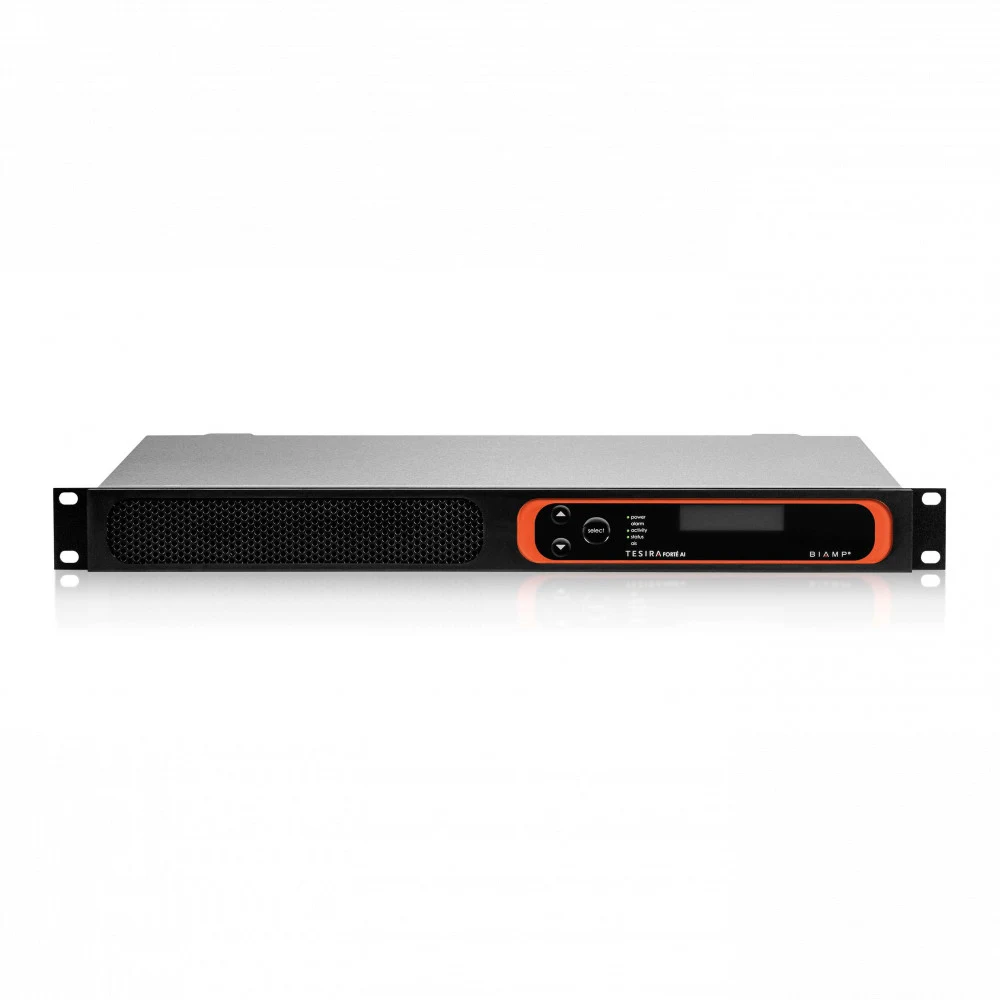 Аудиопроцессор BIAMP [TesiraFORTE AVB AI] (DSP): 12 вх., 8 вых. (Euroblock) 128 х 128 AVB 8 CH по USB OLED-дисплей, Ethernet (RJ45), RS-232. ПО Tesira. Logic I/O. 1U.