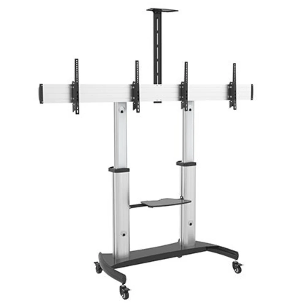 Стойка мобильная, Brateck, TTD07-46TW, 37"-60", Макс. нагрузка – 50 кг x2, Высота 1235~1685 мм, Угол поворота 0°/0°, Диапазон наклона -10°/5°, Серый с черным