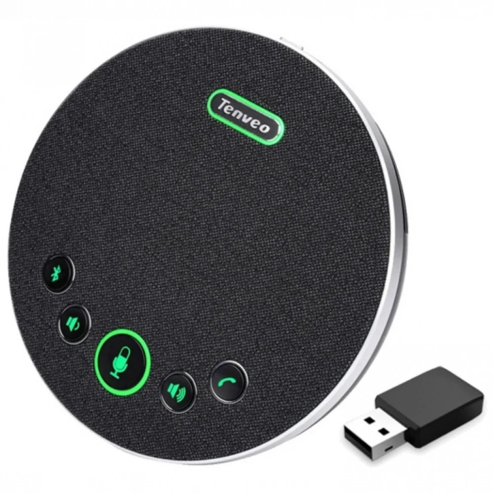 TENVEO Микрофон TEVO-M3B Микрофон Tevo-M3B (Bluetooth ) Беспроводной USB-С спикерфон. Направленность на 360 градусов, Радиус захвата звука 5 м. Подавление эха и шумоподавление. Аккумулятор 2400 мАч.