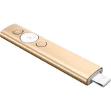 Презентер Logitech Spotlight Gold (золотистый, Bluetooth/2.4 GHz, перезаряжаемая литий-полимерная батарея 85мАч, 3D-акселерометр, гироскоп, кабель для зарядки, чехол)