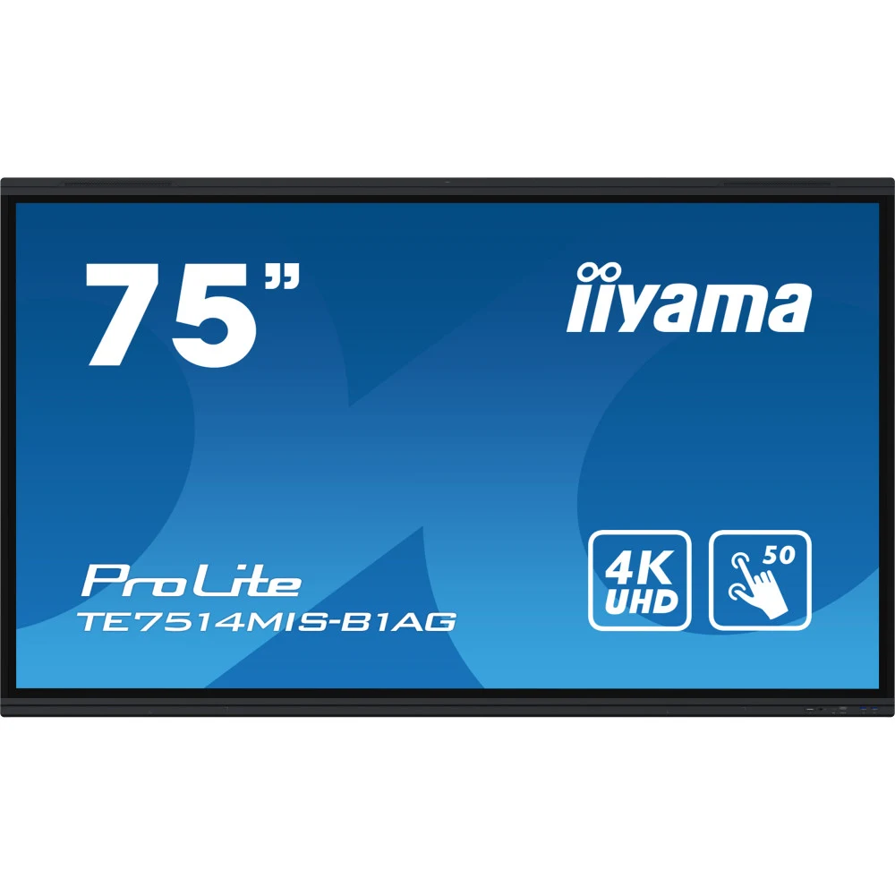Интерактивная панель, iiyama, TE7514MIS-B1AG, 75", 4K, Android 13, V100, Quad core A76+A55, ОЗУ 8гб, ПЗУ 64гб, чёрный