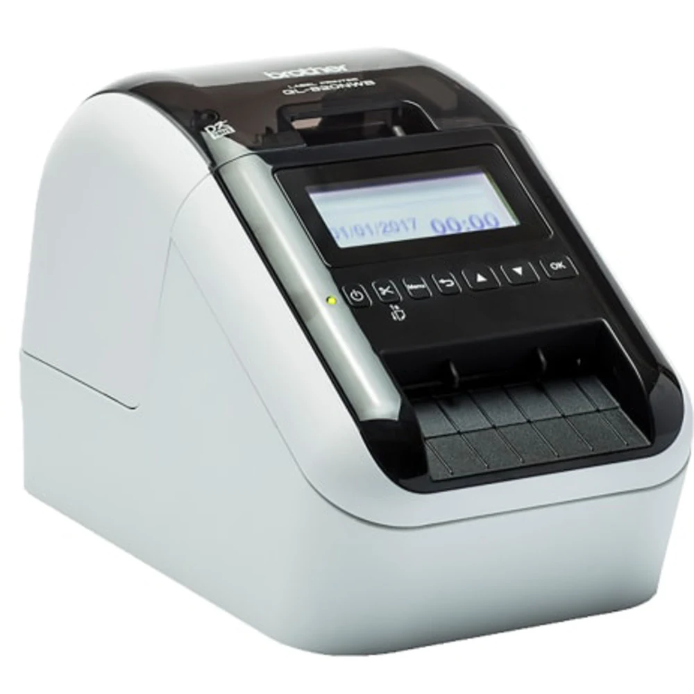 QL820NWBR1 - Принтер для печати наклеек Brother QL-820NWBc (ширина лент до 62мм, 110наклеек/мин, 300т/д, ленты DK, LAN, Bluetooth, WiFi, USB)