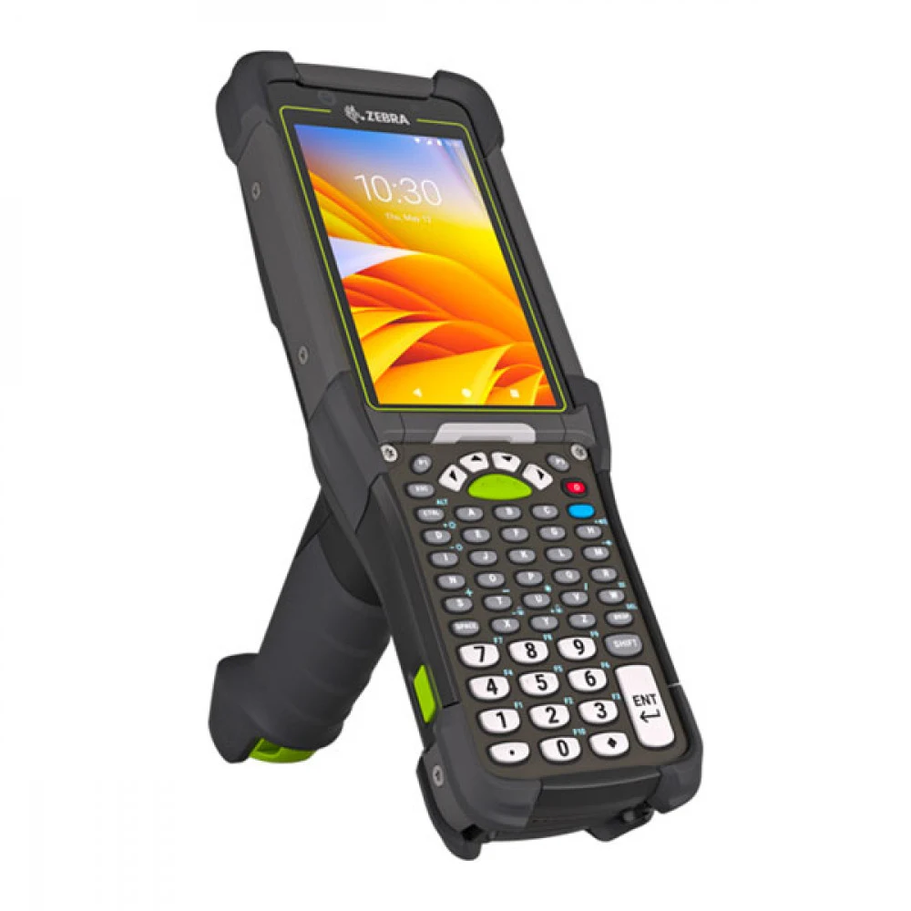 MC94, LAN, WIFI 6E, WAN - Data Only, 5G / LTE, GPS, One SIM, One eSIM, Gun, Bluetooth, NFC, 4.3" Display, Vibrator, Android GMS, SE58 Imager, 8MP FF + 16MP RF Camera, 6GB RAM / 128GB UFS, 43 Key, 70