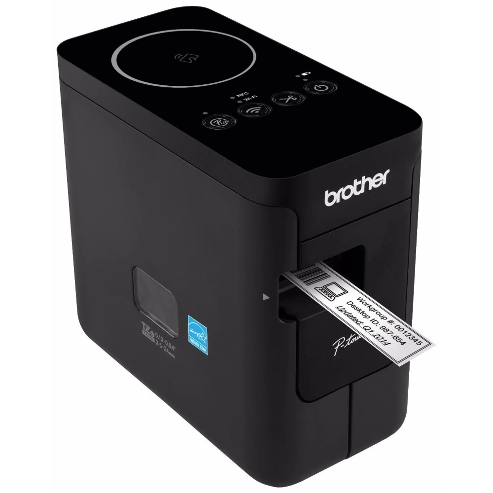 PTP750WR1 - Принтер для печати наклеек Brother PT-P750W (настольный, авторезак, поддержка лент TZE шириной от 3,5 до 24мм, скорость печати до 30 мм/сек,180x360dpi, WiFi, USB, в комплекте БП и кассет