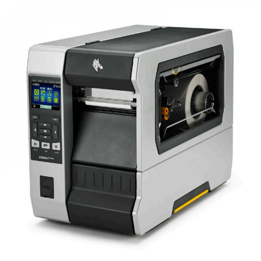 Zebra TT ZT610 4", 203 dpi, Euro and UK cord, Serial, USB, Gigabit Ethernet, Bluetooth 4.0, USB Host, Tear, Color Touch, ZPL