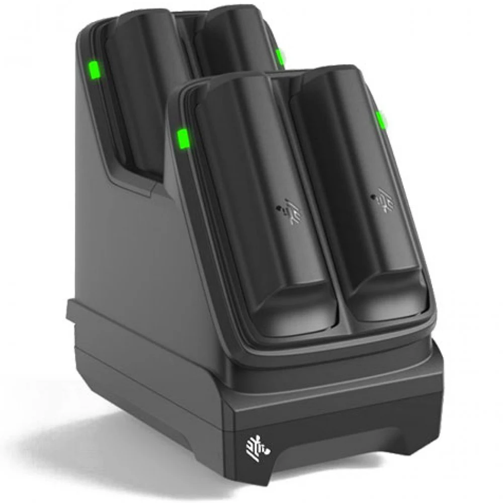 Зарядное устройство на 4-е аккумулятора Zebra ASSY: MC22/27 4-Slot Battery Charger, Charges Four Spare Batteries (Supp both Std and Ext Bat). Requires: PWR-BGA12V50W0WW & DC cord CBL-DC-388A1-01