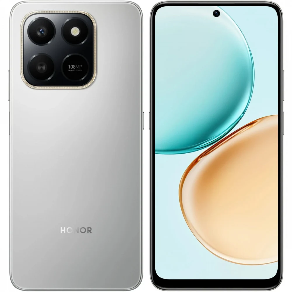Смартфон, HONOR, X7d LGN-LX1, 6GB 128GB, 6.77", Android, Snapdragon 685, Камера 108 Мп+2 Мп/8 Мп, 720*1610, Bluetooth 5.0, 6500 мАч, (Meteor Silver) Серый