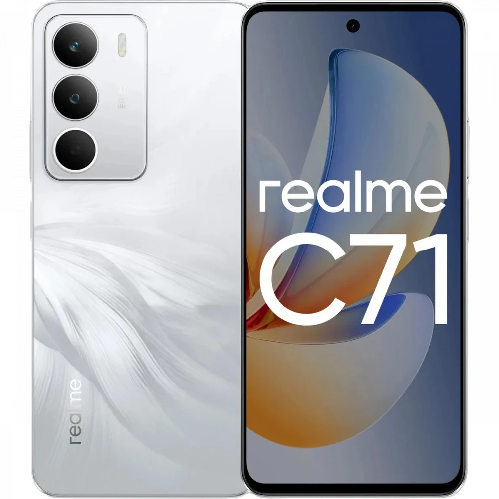 Смартфон Realme RMX5303 C71 128Gb 6Gb белый моноблок 3G 4G 2Sim 6.67" 720x1604 Android 15 50Mpix 802.11 a/b/g/n/ac NFC GPS GSM900/1800 GSM1900 FM