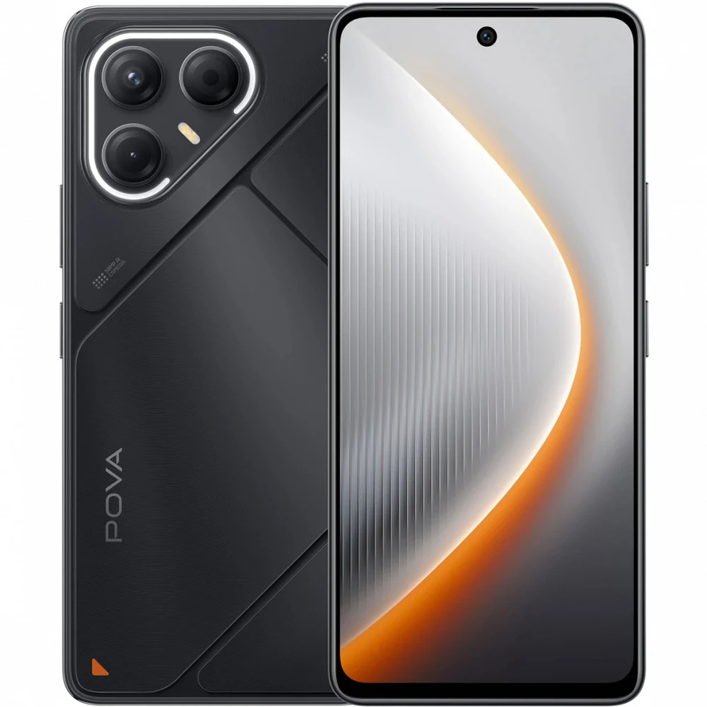 Мобильный телефон, TECNO, POVA 7 5G (LJ7) 256+8 GB, 6.78" FHD+, Аккумулятор 6000 мАч, 50MPx/13MPx, MediaTek Dimensity 7300 Ultimate, Android 15, Fast Charge 45W, Wireless Charge 30W, (Geek Black) Чё