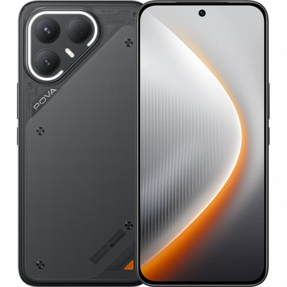 Смартфон Tecno Pova 7 Pro 5G 256Gb 8Gb черный моноблок 3G 4G 2Sim 6.78" 1224x2720 Android 15 64Mpix 802.11 a/b/g/n/ac/ax NFC GPS GSM900/1800 Protect