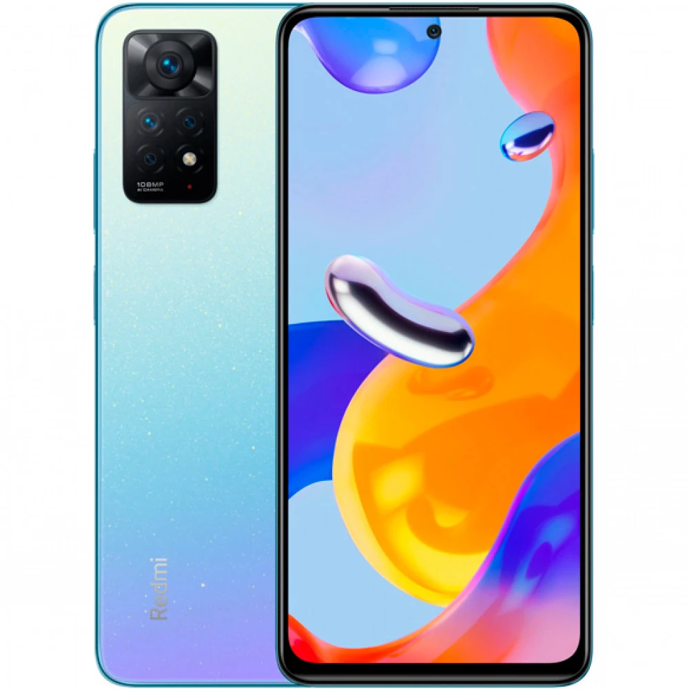Мобильный телефон, Redmi, Note 11 Pro 8GB 128GB, 6.67" FHD+AMOLED, Аккумулятор 5000 мАч, 108MPx+8MPx+2MPx+2MPx/16MPx, Mediatek Helio G96, Gorilla Glass 5, NFC, Fast Charge 67W, (Star Blue) Светло-Си