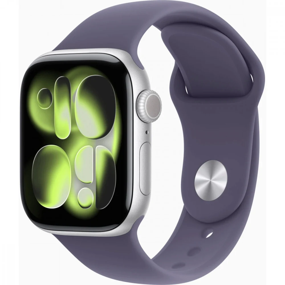 Смарт-часы Apple Watch Series 11 A3331 42мм OLED корп.серебристый Sport Band рем.фиолетовый разм.брасл.:M/L (MEU74AF/A)