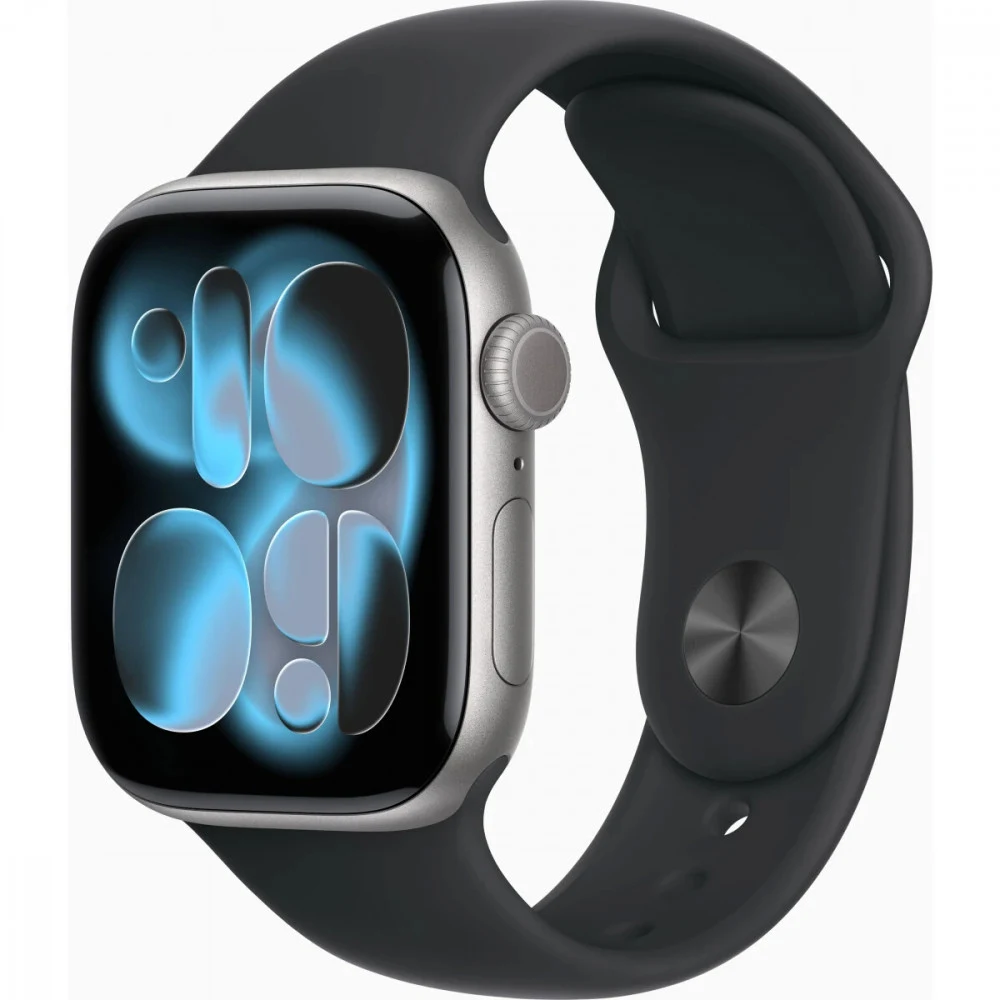 Смарт-часы Apple Watch Series 11 A3331 42мм OLED корп.серый космос Sport Band рем.черный разм.брасл.:S/M (MEQW4LW/A)