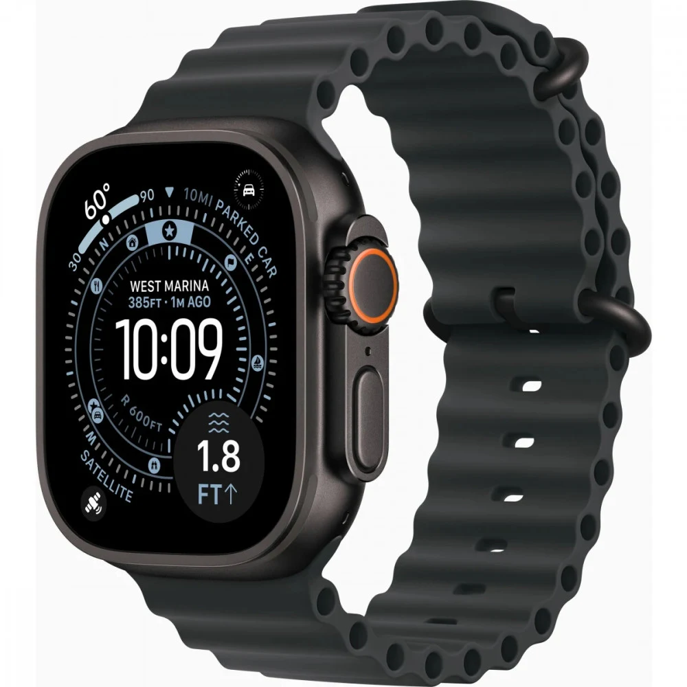 Смарт-часы Apple Watch Ultra 3 2025 A3281 49мм OLED корп.черный титан Ocean band рем.черный разм.брасл.:130-210мм (MF0J4LW/A)