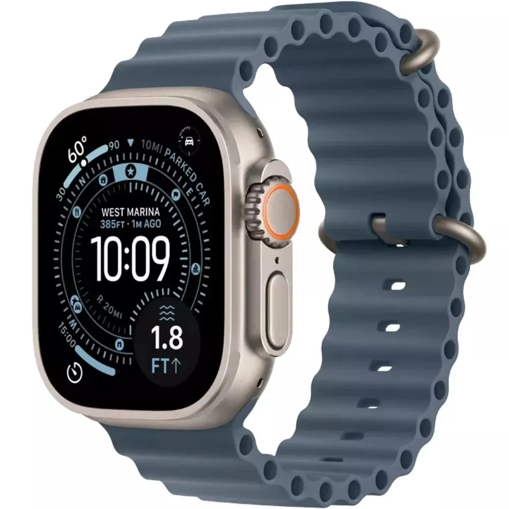 Apple Watch Ultra 3 GPS + Cellular 49mm Natural Titanium Case with Anchor Blue Ocean Band,Model A3281