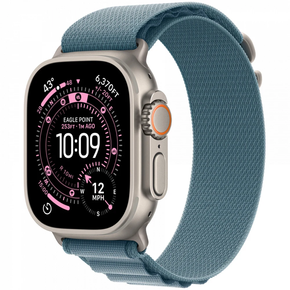 Apple Watch Ultra 3 GPS + Cellular 49mm Natural Titanium Case with Light Blue Alpine Loop - Medium,Model A3281