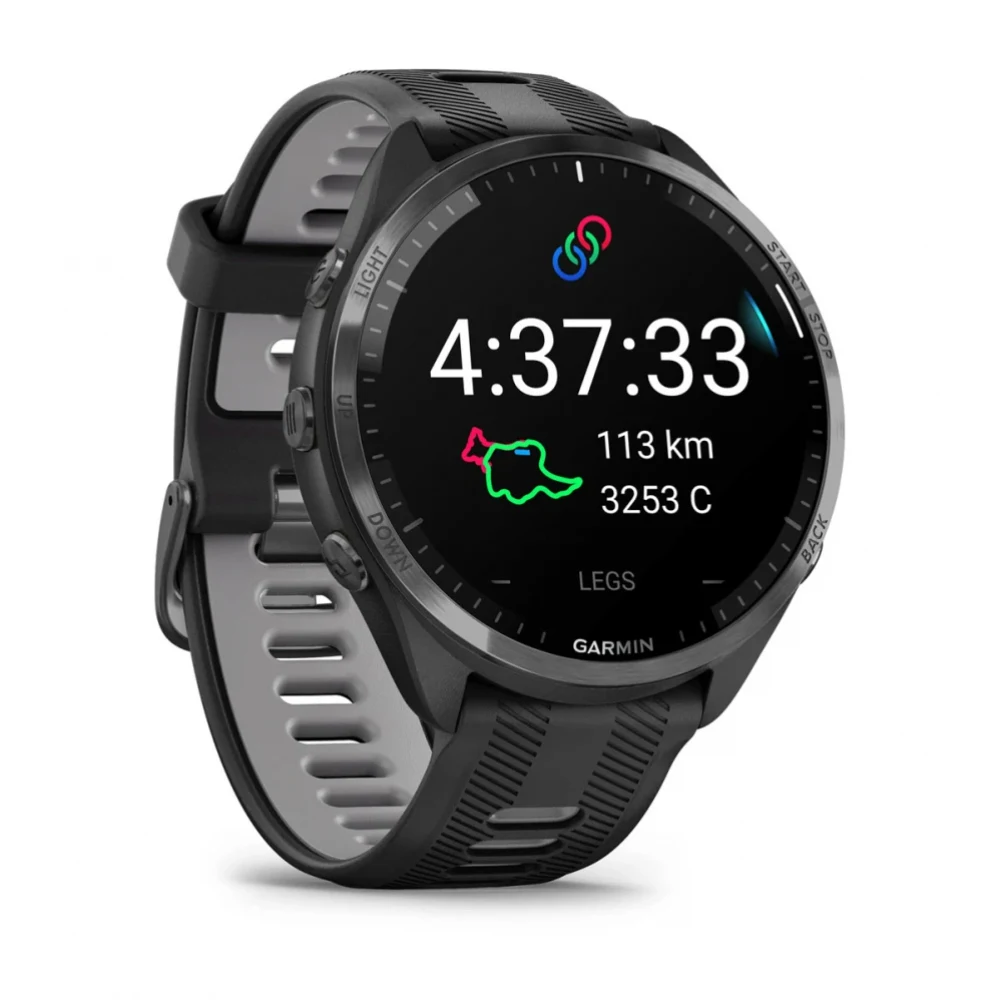 Смарт-часы Garmin Forerunner 965 47мм 1.4" AMOLED корп.черный рем.черный/серый разм.брасл.:135-205мм (010-02809-10)