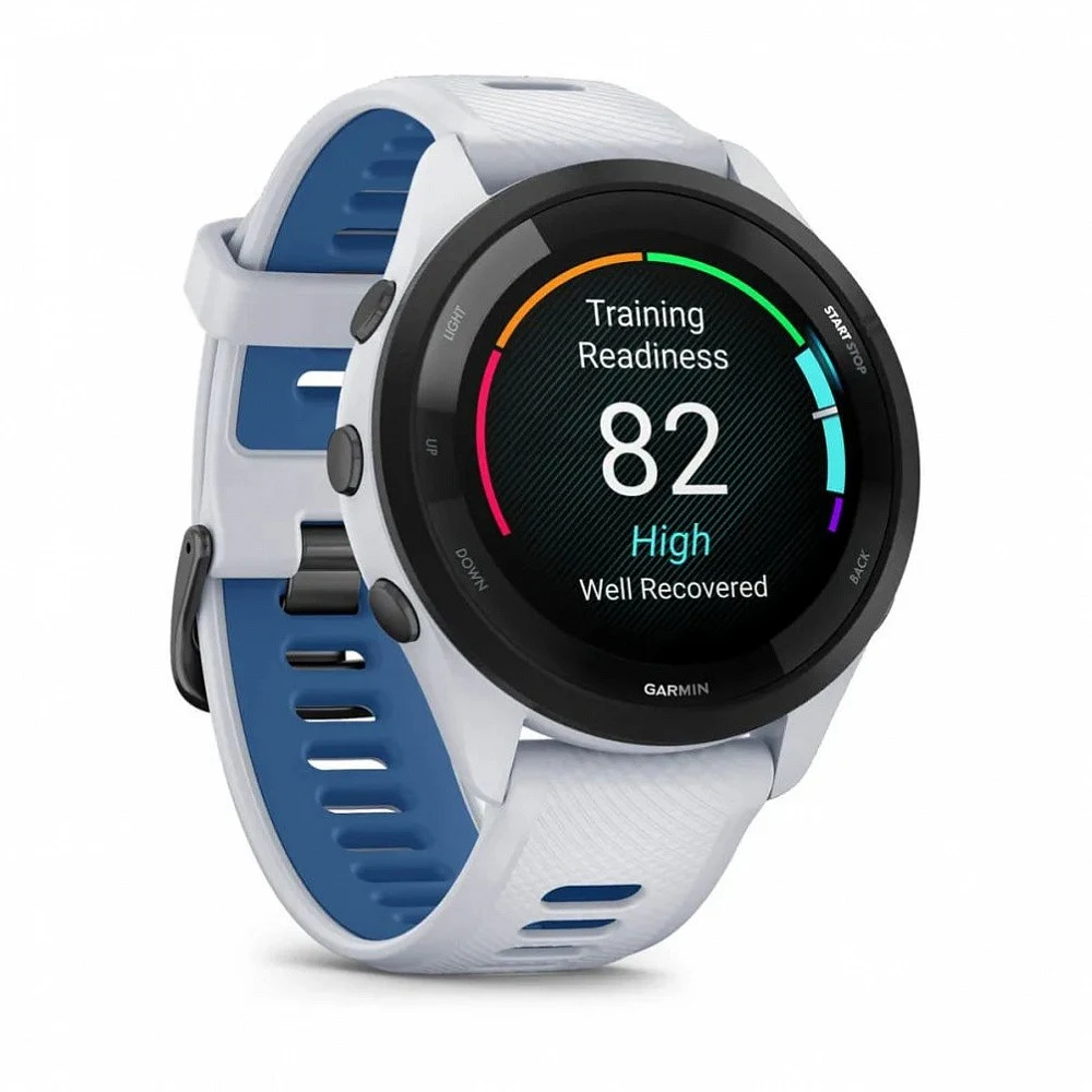 Смарт-часы Garmin Forerunner 265 33мм 1.3" AMOLED корп.черный/белый рем.белый (010-02810-11)