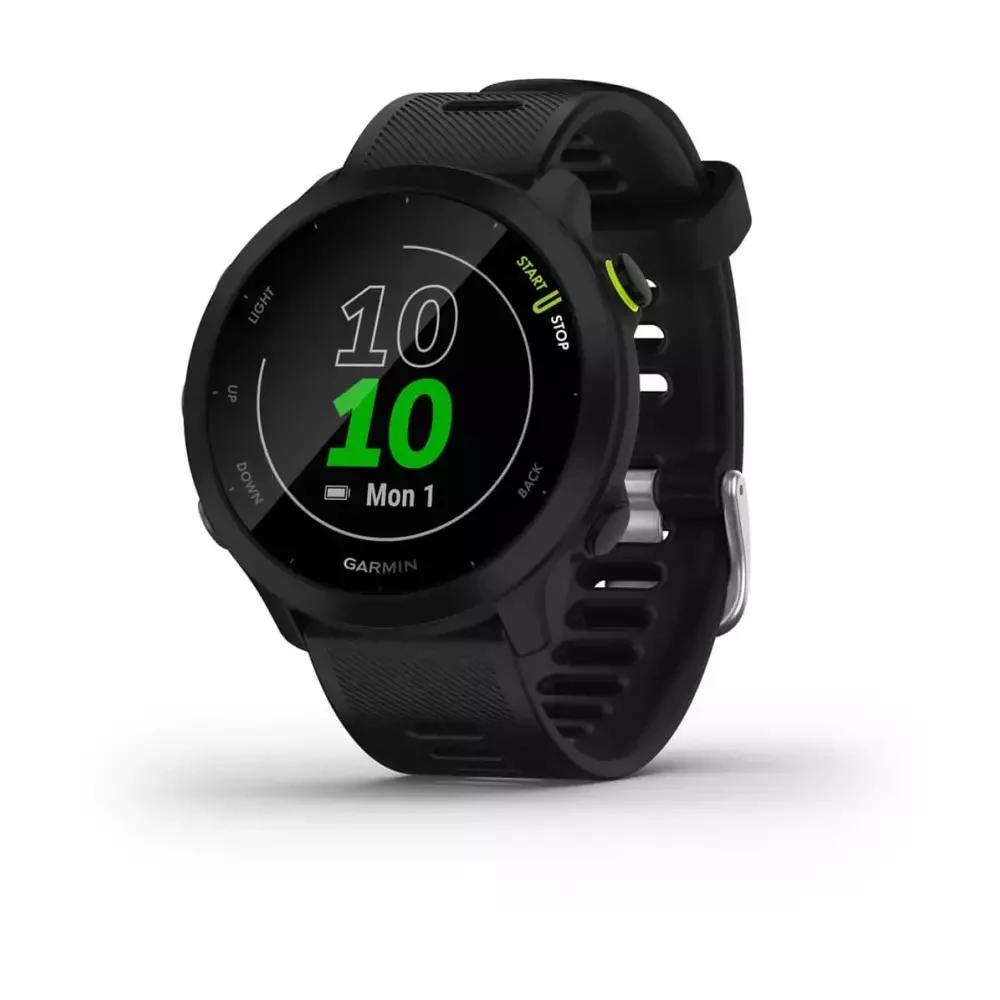 Смарт-часы Garmin Forerunner 55 42мм 1.04" LCD корп.черный рем.черный разм.брасл.:127-220мм (010-02562-10)