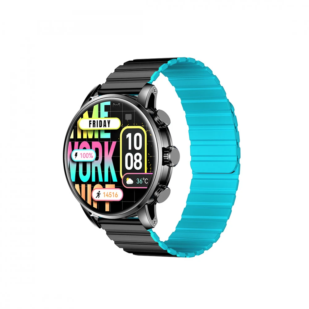 Смарт часы, Kieslect, Calling Watch Kr2, YFT2070EU, Дисплей 1.43" AMOLED FHD, Разрешение 466 x 466, Водонепроницаемость (IP68), Батарея 360 мАч, Чёрный