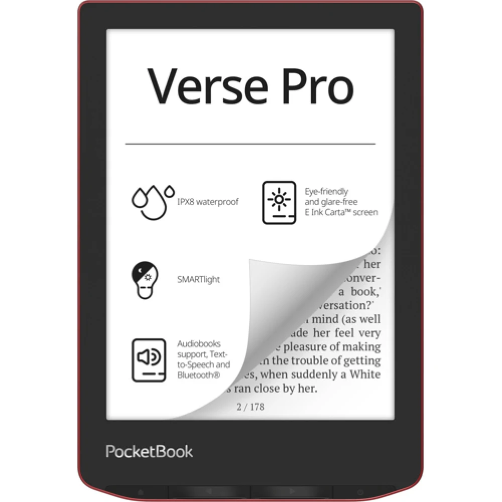 Электронная книга PocketBook 634 Verse Pro, 1GHz, 6"E-Ink, 1448x1072, 1GBROM, Wi-Fi, Passion Red