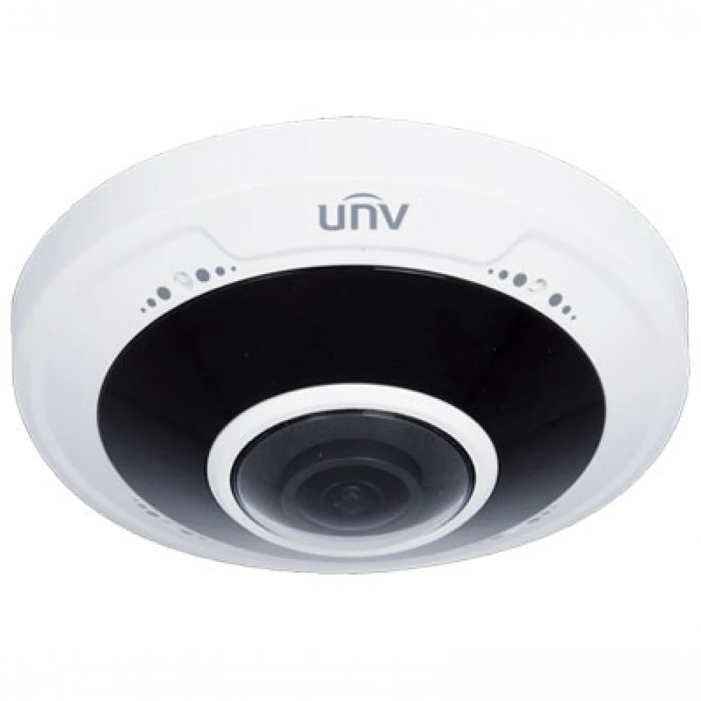 Uniview Видеокамера Fisheye IP видеокамера антивандальная 1/2.8" 5 Мп КМОП @ 30 к/с, ИК-подсветка до 10м., 0.01 Лк @F2.0, объектив 1.4 мм, WDR, 2D/3D DNR, Ultra 265, H.265, H.264, MJPEG, 3 потока, 2