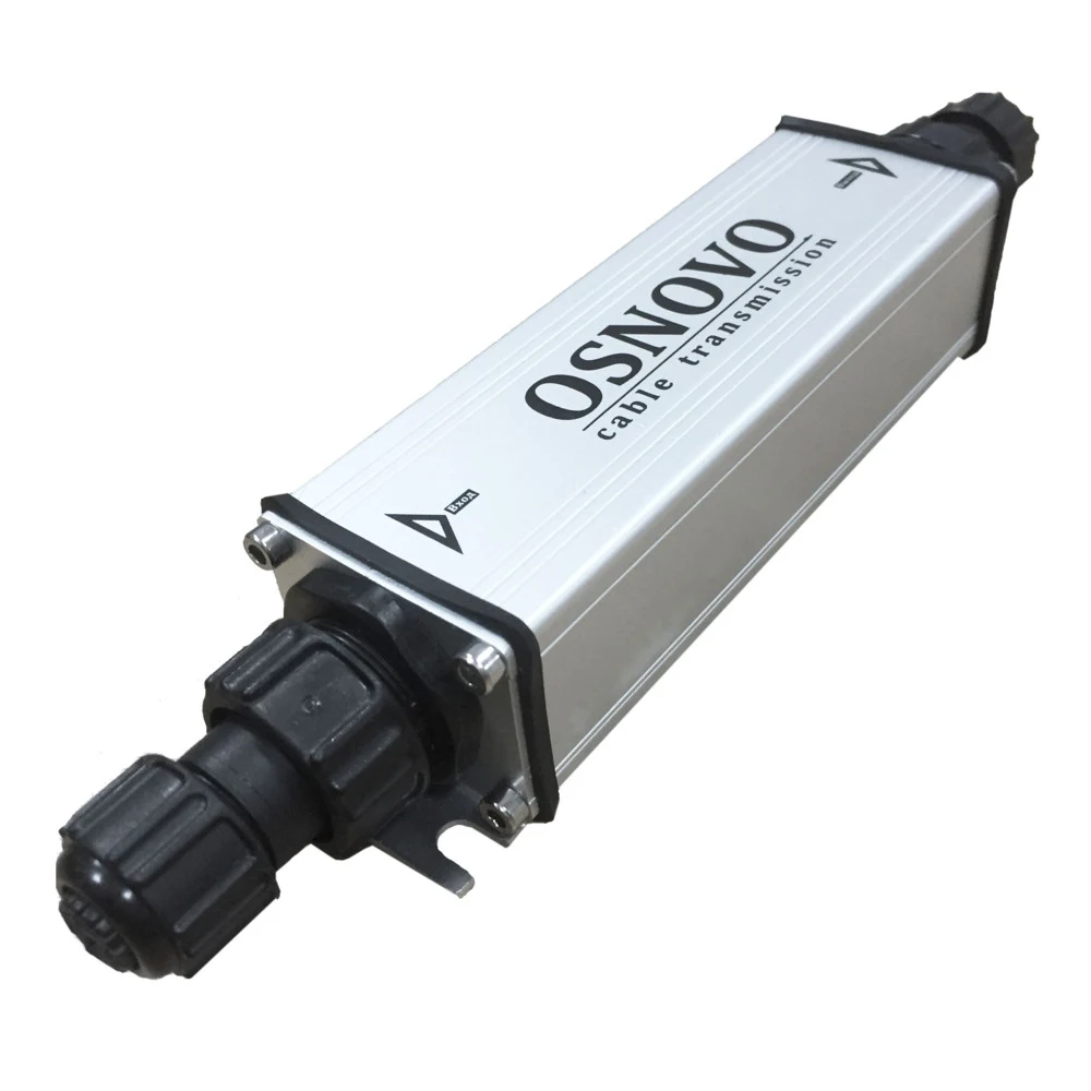Уличный удлинитель Ethernet+PoE OSNOVO E-PoE/1GW Уличный PoE удлинитель 10M/100M/1000M Gigabit Ethernet до 500м (до 22W). Увеличение расстояния передачи данных + питание на 100м. При каскадном подкл