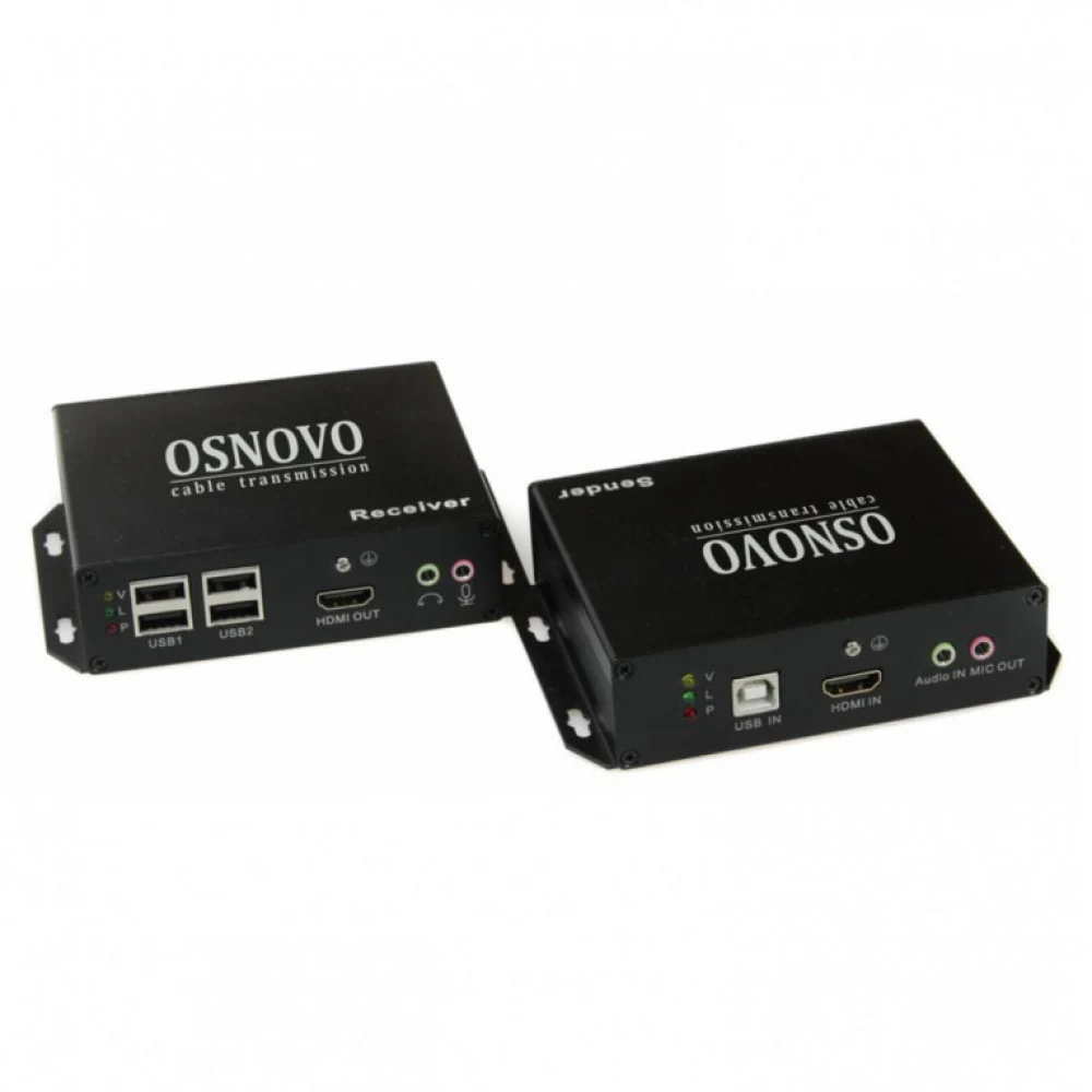 Комплект/ OSNOVO Комплект для передачи HDMI, USB, RS232, ИК-управления и аудио по сети Ethernet. Расстояние передачи "точка-точка" до 120м