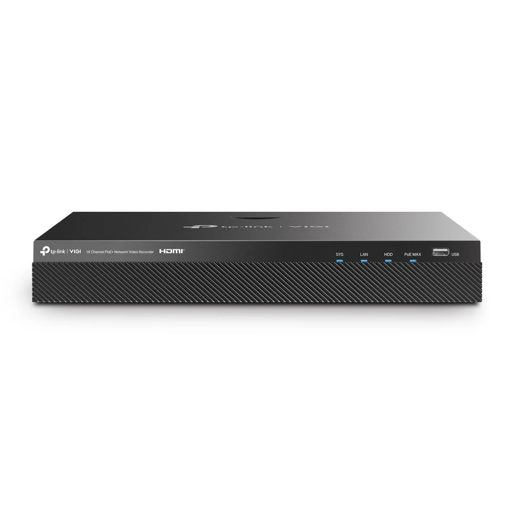Сетевой видеорегистратор Tp-Link VIGI NVR2016H-16P /16 каналов/питание PoE+ /видеовыход HDMI 4К/декодирование до 16 МП/протокол ONVIF/круглосуточная запись/хранение видео до 32 ТБ/двустороння аудиос