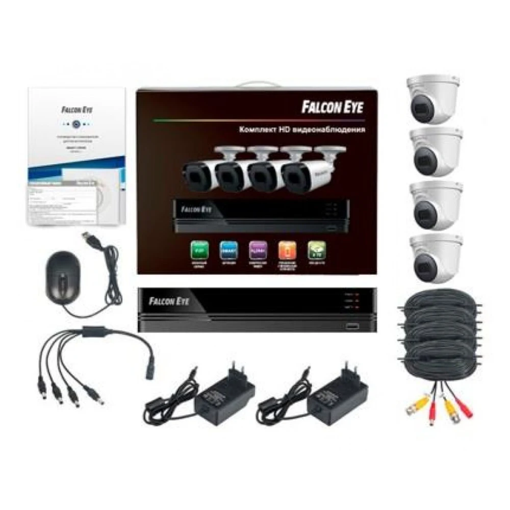 Комплект видеонаблюдения 4CH + 4CAM KIT FE-104MHD DOM SMART FALCON EYE