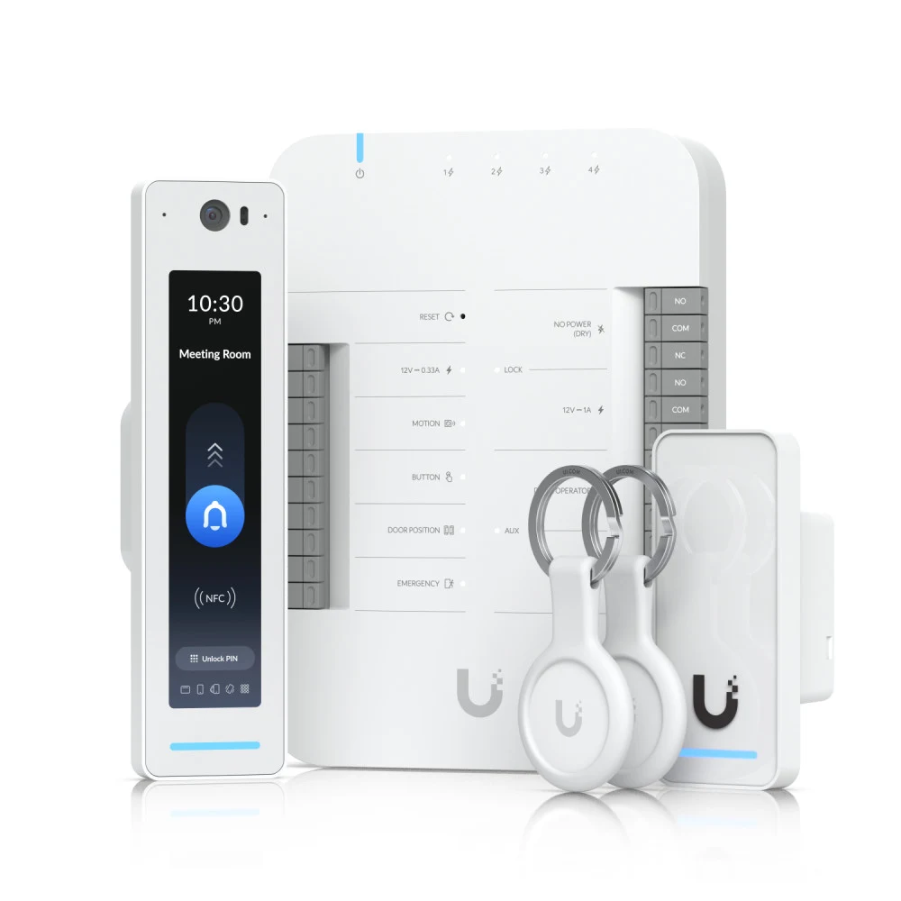 Starter kit that provides complete entry and exit control for a single door with two readers