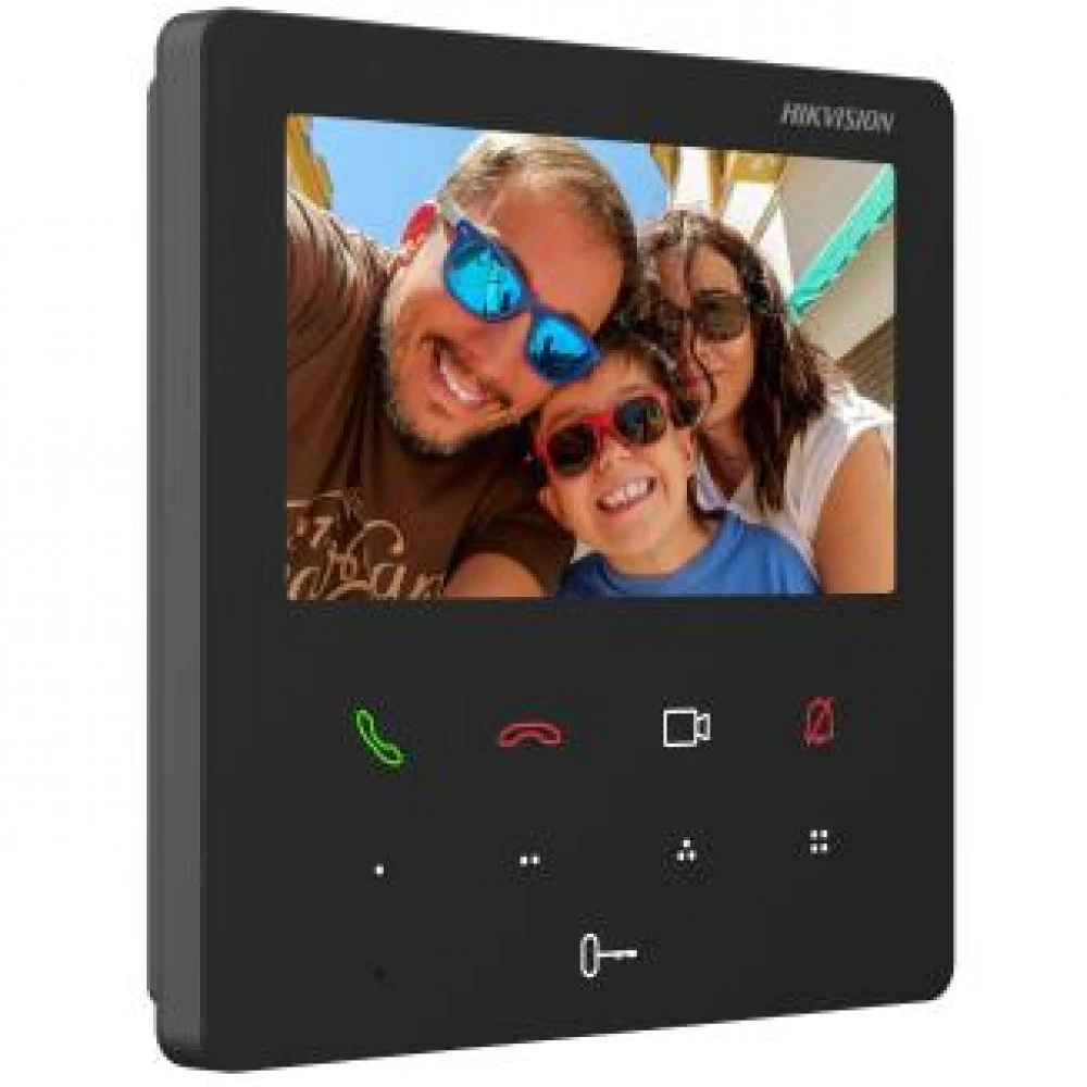 Монитор домофона, Hikvision, DS-KH6110-WE1, 4.3-дюймовый экран с сенсорными кнопоками, Linux, встроеный микрофон и динамик, шумоподавление, от -10 °C до 50 °C, Wi-Fi 2.4 GHz, 12V DC, PoE