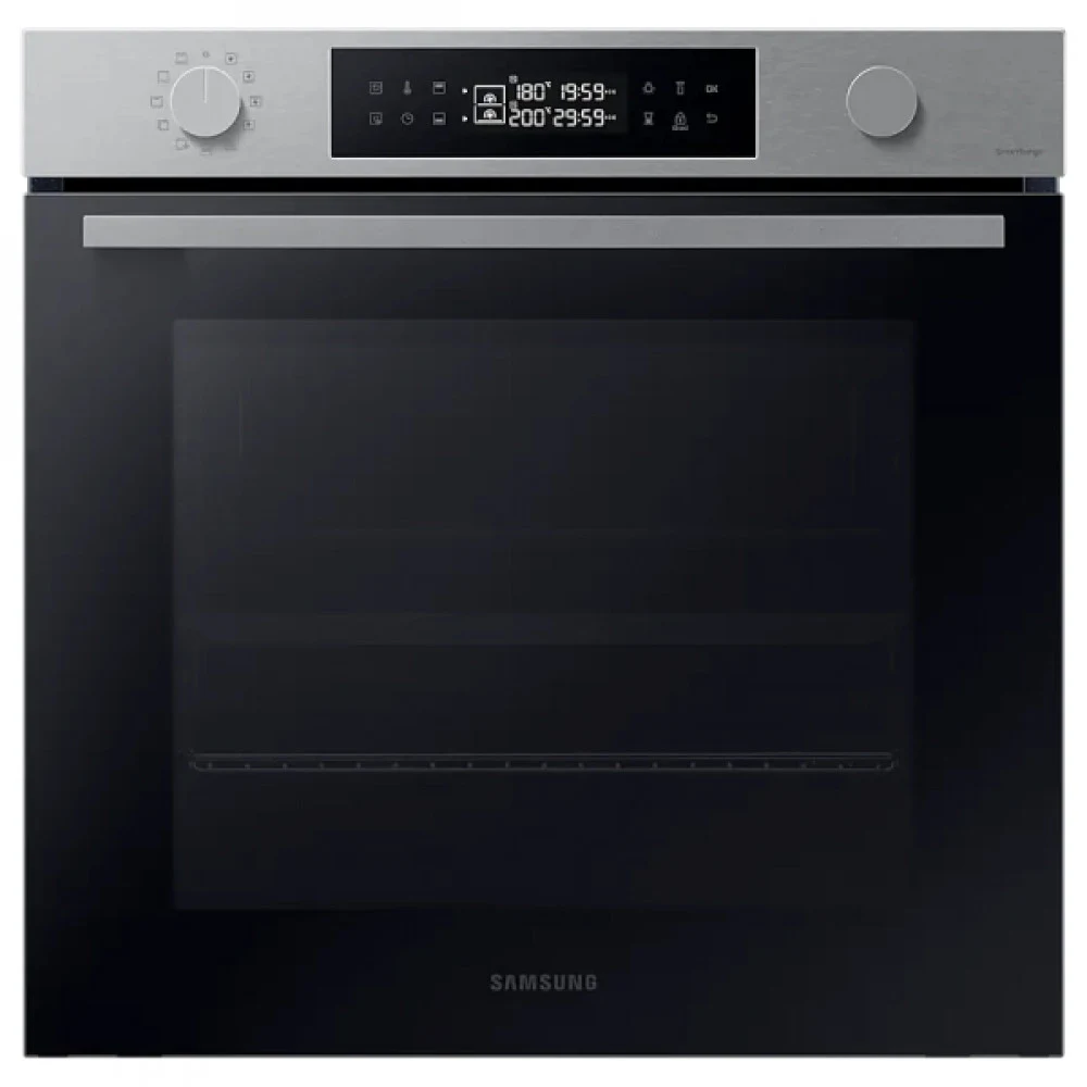Встраиваемый духовой шкаф Samsung/ 59.5 x 59.6 x 57 см, Dual Cook, Система плавного закрытия дверцы Soft Close, Air Sous Vide, Приготовление на естественном пару, Поворотные ручки, 76 л, Wi-Fi Smart