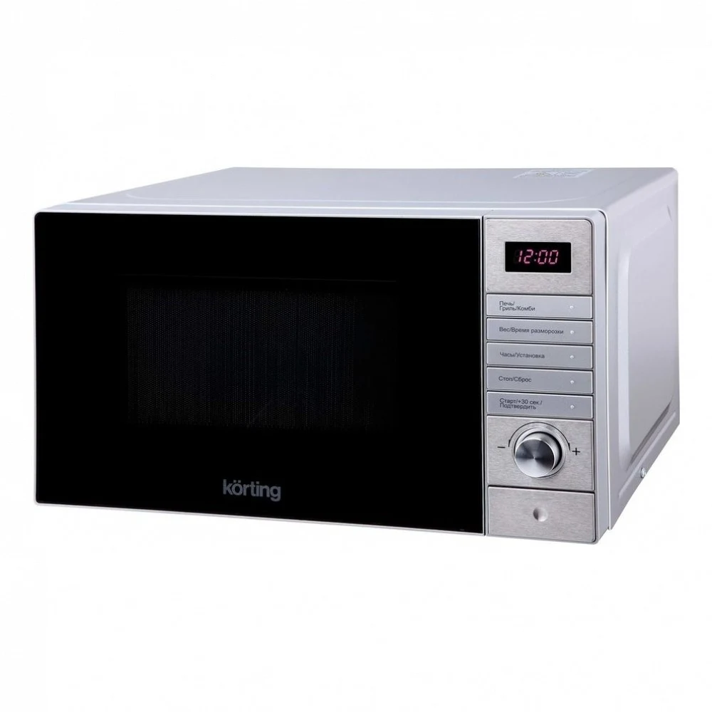 Микроволновая печь Korting/ 25.8х44х35 см, 20 л, 700 Вт, гриль: 1000 Вт, электронное управление, LED дисплей, 8 автопрограмм, нержавеющая сталь