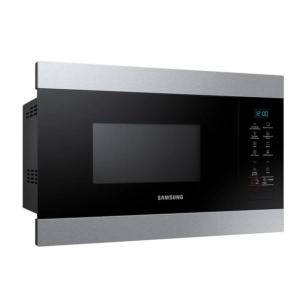 Встраиваемая микроволновая печь Samsung MG22M8074AT/BW, Gray, 850 Вт, 22 л, 4 программы, Сенсорное управление, Биокерамическая эмаль, Гриль