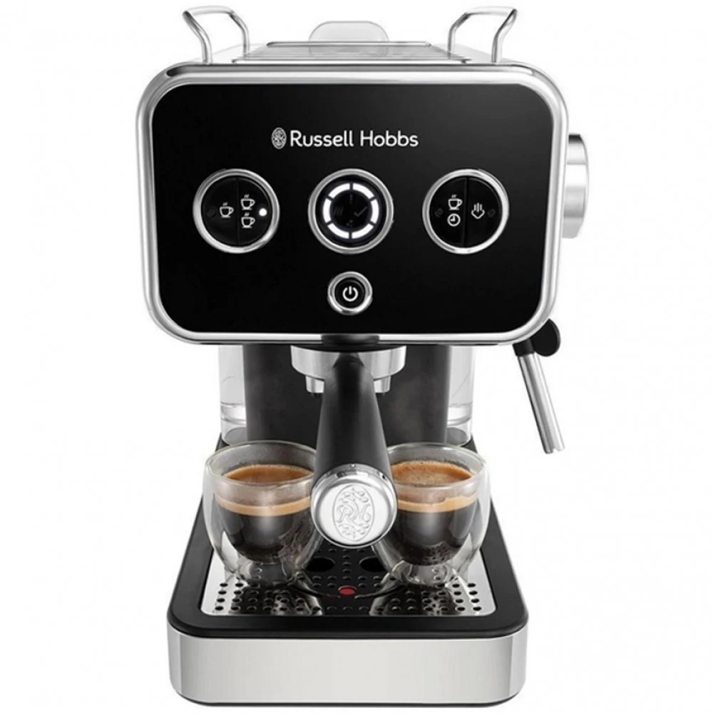 Кофеварка рожковая, Russell Hobbs, 26450-56, Рожковая, Объем 1.1л, Нержавеющая сталь, Пластик, Давление 15бар, Мощность 1350W, Автоотключение, Индикация готовности к работе, Подача горячей воды для