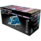 Утюг, Russell Hobbs, 23971-56, Мощность 2600W, Керамическая подошва, Паровой удар 145 г/мин, Постоянная подача пара 40 г/мин, Вертикальное отпаривание, Самоочистка от накипи, Синий