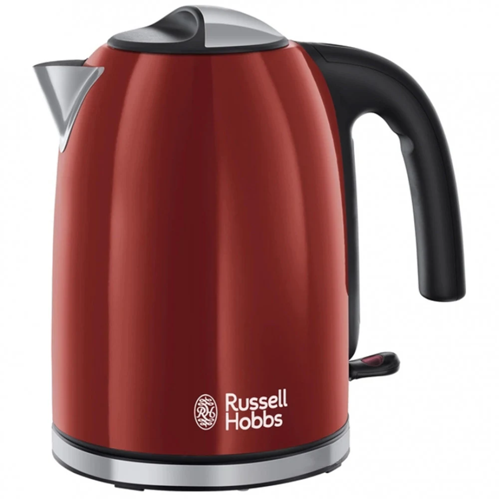 Чайник электрический, Russell Hobbs, 20412-70, Объем 1.7л, Нержавеющая сталь, Пластик, Защита от перегрева, Выключение при снятии с базы, Мощность 2400W, Красный