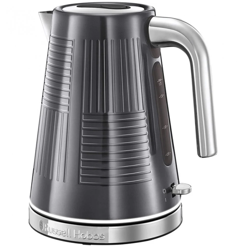 Чайник электрический, Russell Hobbs, 25240-70, Мощность 2400Вт, Объем 1.7л, Нержавеющая сталь, Внутренняя подсветка, Автоотключение: при закипании, при отсутствии воды, при снятии с подставки, Серый
