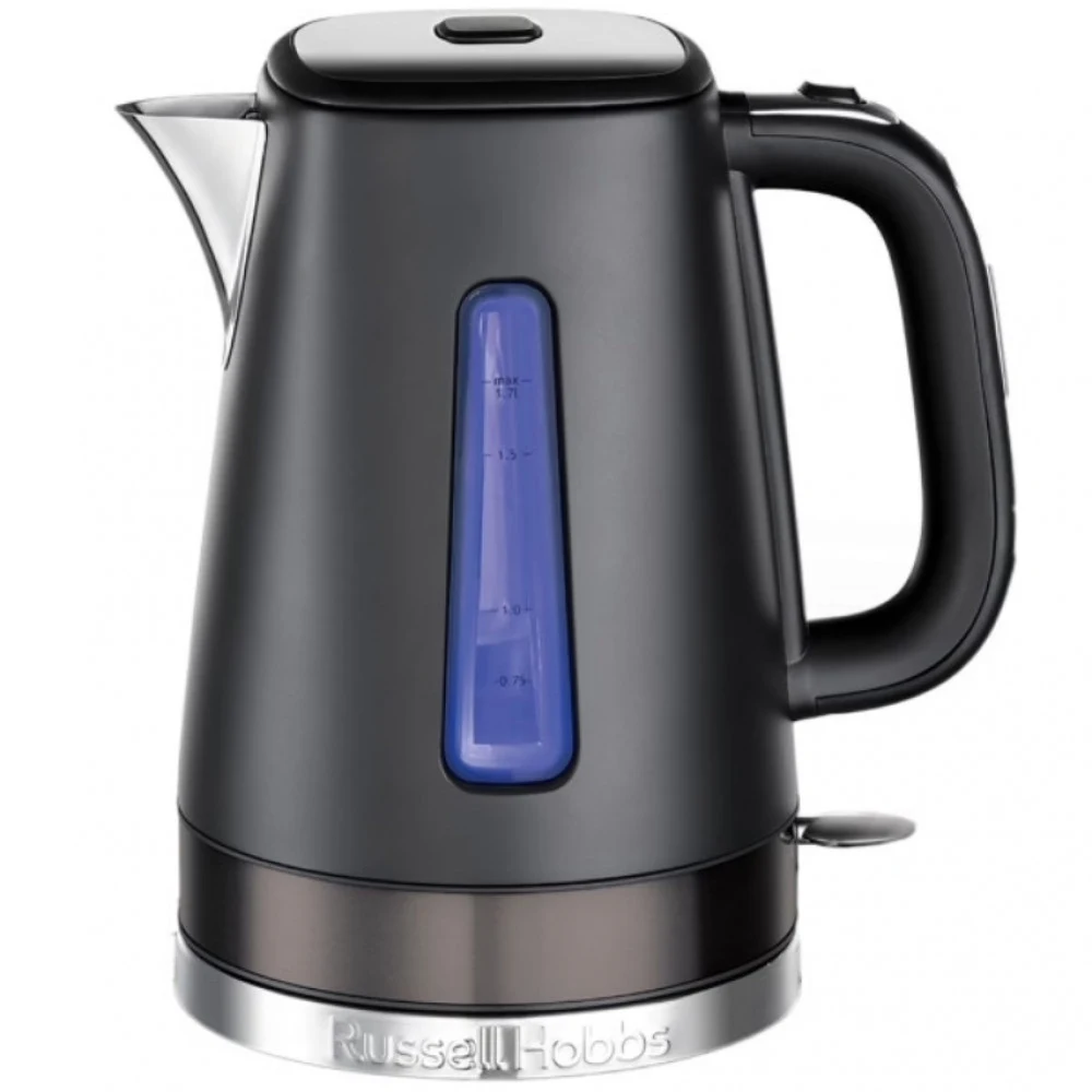 Чайник электрический, Russell Hobbs, 26140-70, Мощность 2400Вт, Объем 1.7л, Нержавеющая сталь, Внутренняя подсветка, Автоотключение: при закипании, при отсутствии воды, при снятии с подставки, Черны