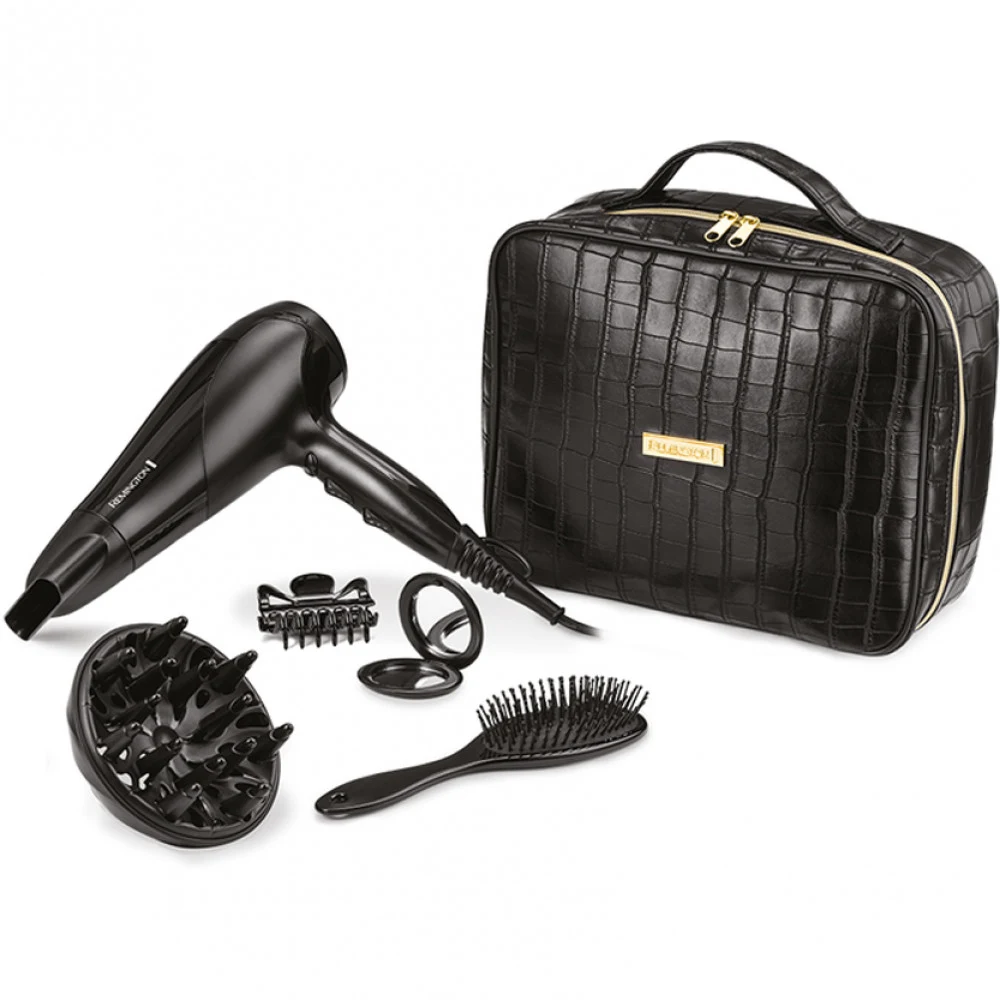 Фен, Remington, D3195GP, DC мотор, 6 аксессуаров в комплекте, 2 скорости, 3 температурных режима, Ионизация, Петля для подвешивания, Съемная решетка, Защита от перегрева, Длина шнура электропитания